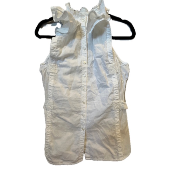 YVES SAINT LAURENT Ruffle Sleeveless Top Blouse FR40 US8 - Picture 4 of 8